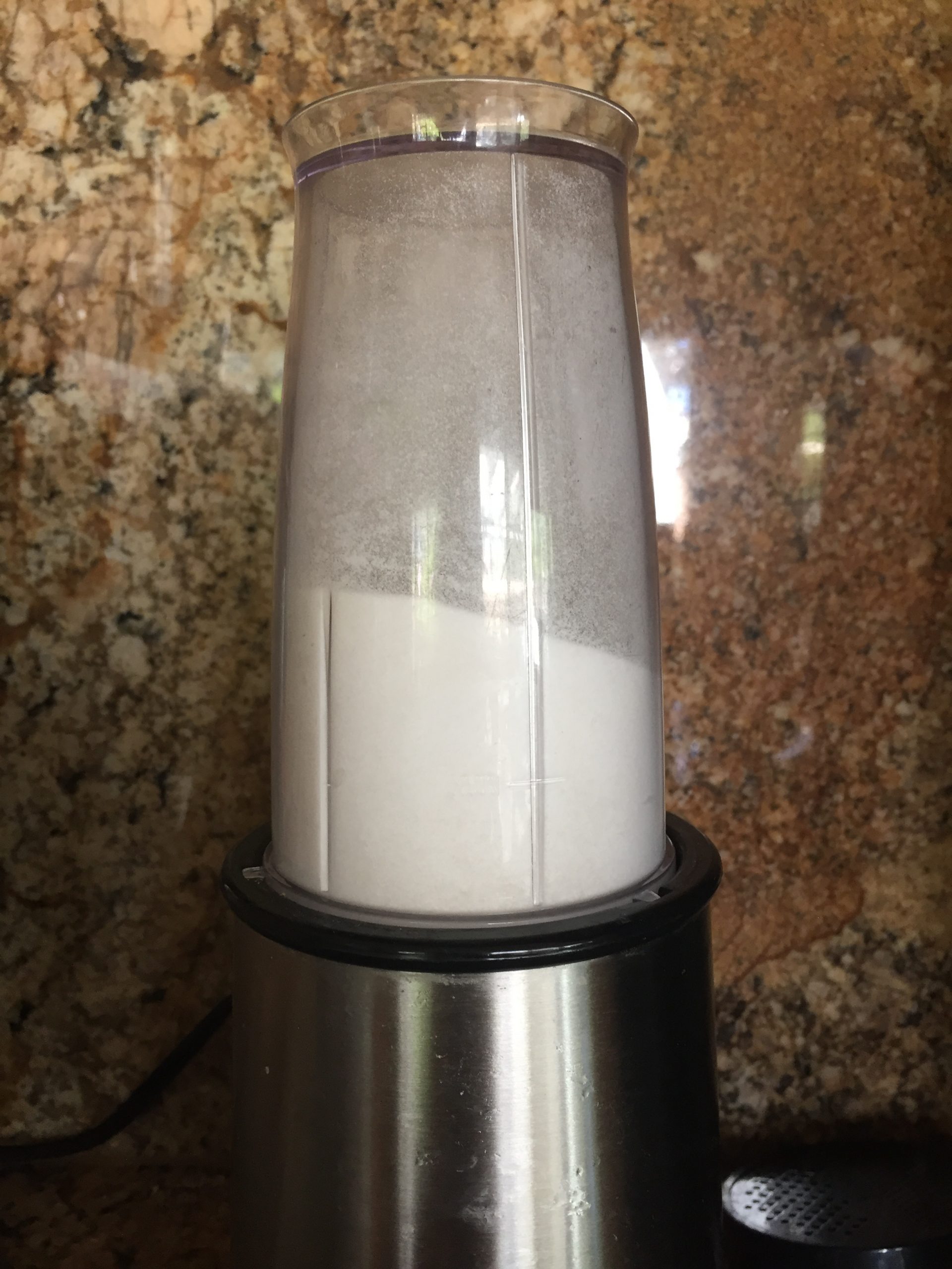 Make sugar fine by blending it with a blender.  Be careful not to make it a fine powder.