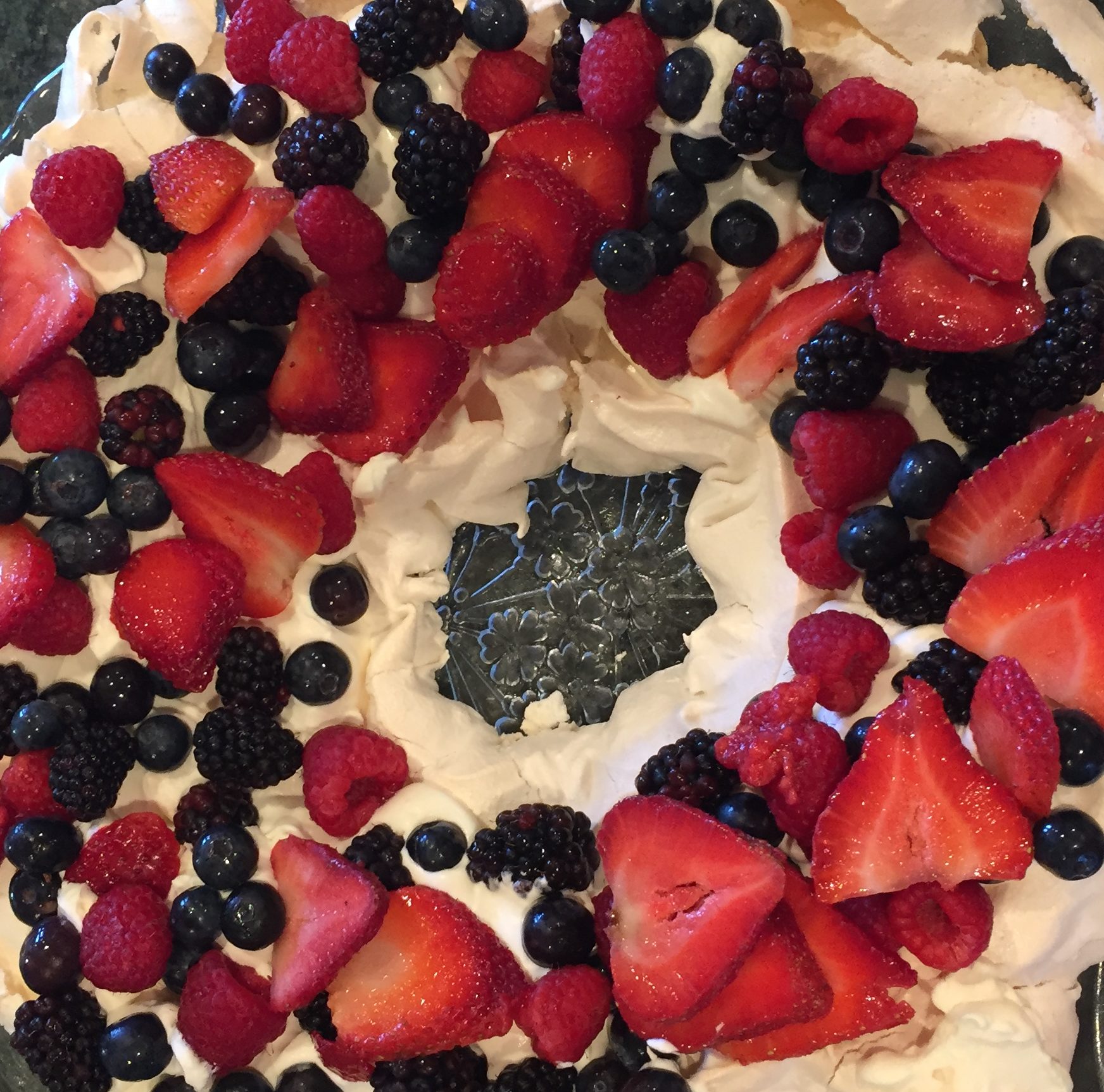 Pavlova with berries can be very patriotic
