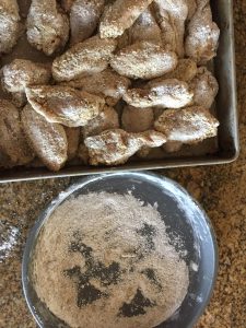 Wings coated in potato flour mixture