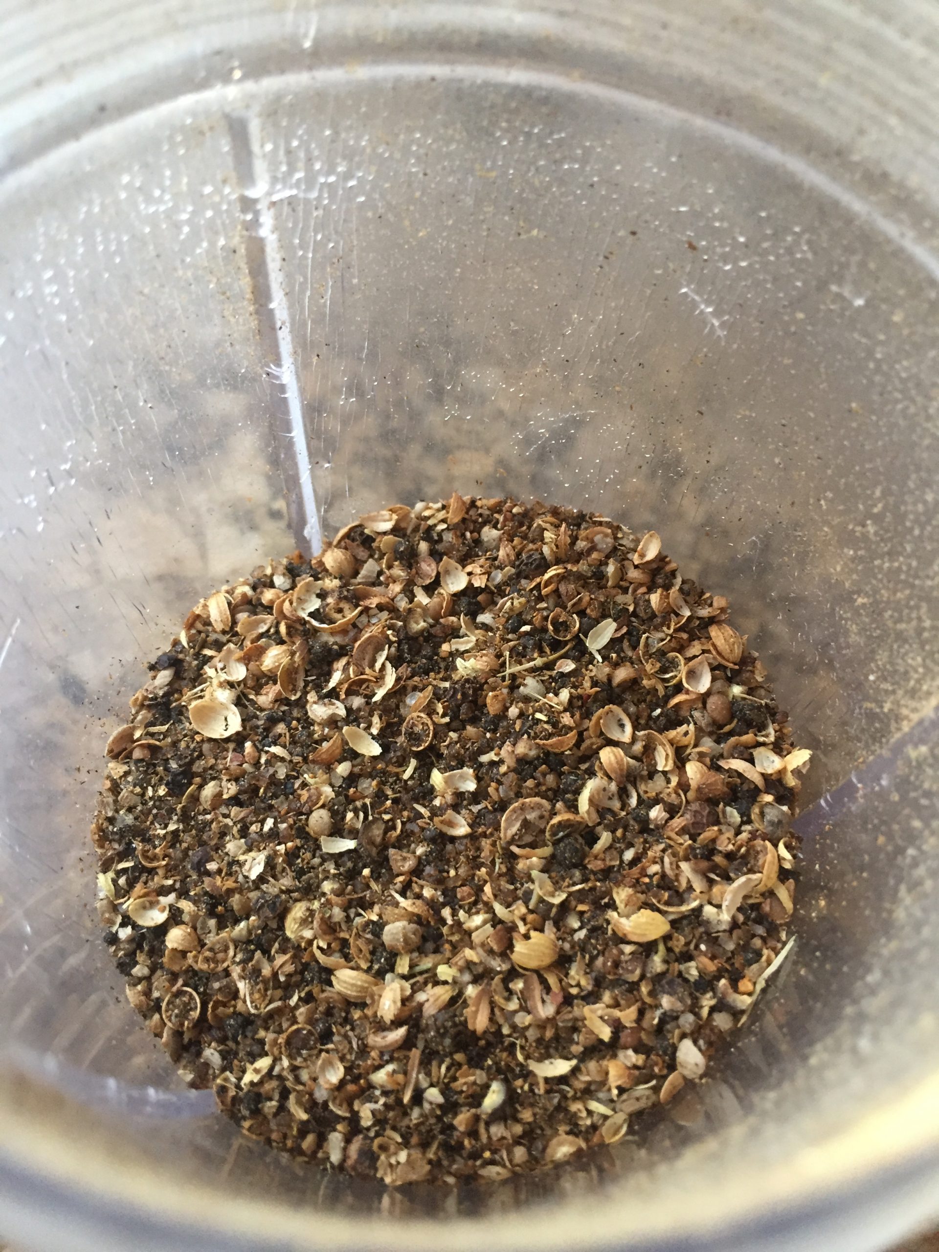 Coarse ground spices with hand blender