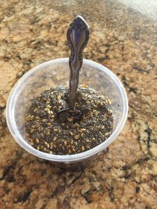Teaspoon can stand in the middle of hydrated chia seed