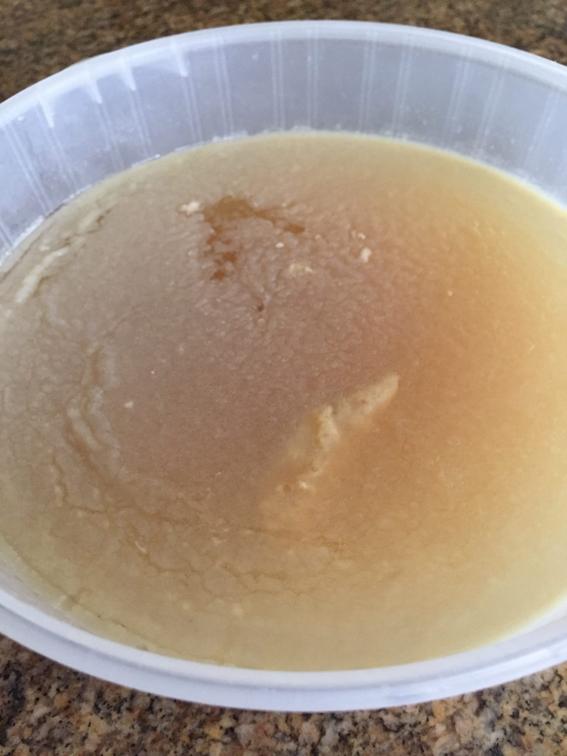 Cooled Chicken broth with fat layer