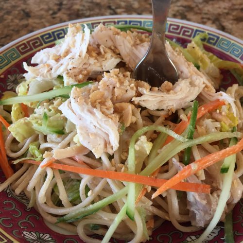 Chinese Chicken Salad with peanut dressing