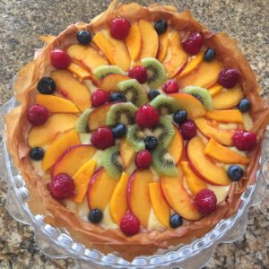 fresh fruit tart with phillo pastry and egg custard