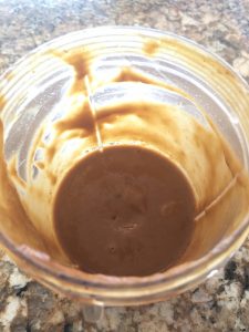 Peanut dressing blended smooth in personal blender