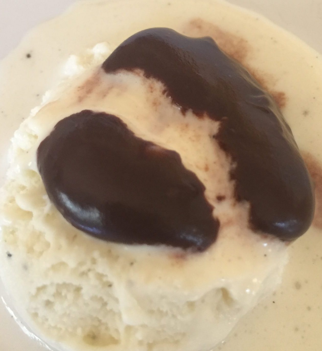 Melted Chocolate (with milk) sauce on ice cream.