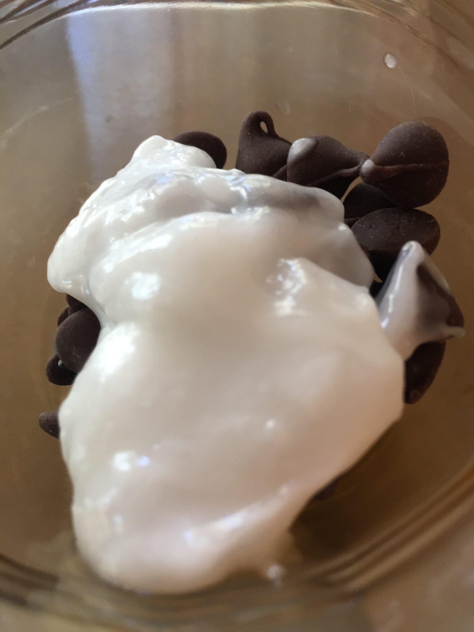 Melt chocolate chips with coconut oil in ramekin for a delicious hard shell chocolate sauce.
