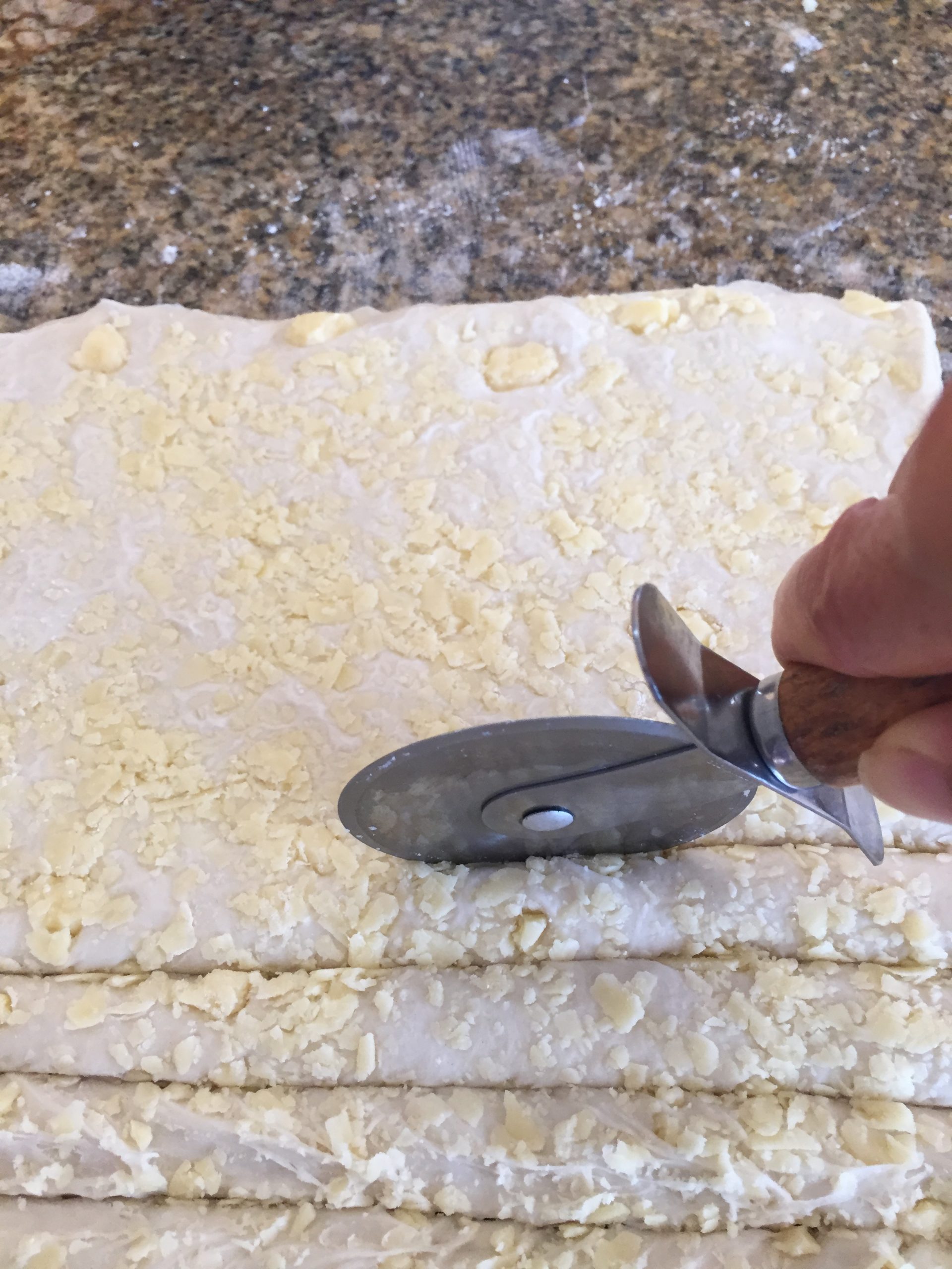 Cut dough with pizza cutter