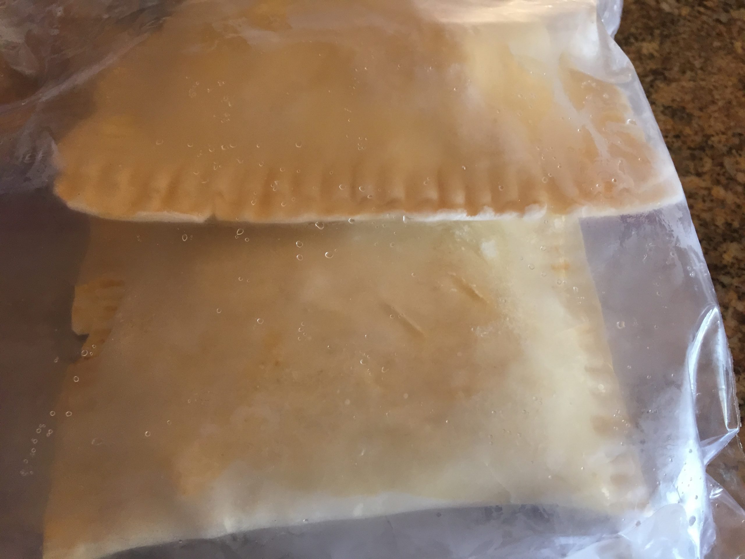 Frozen pies can be stacked without sticking to each other.