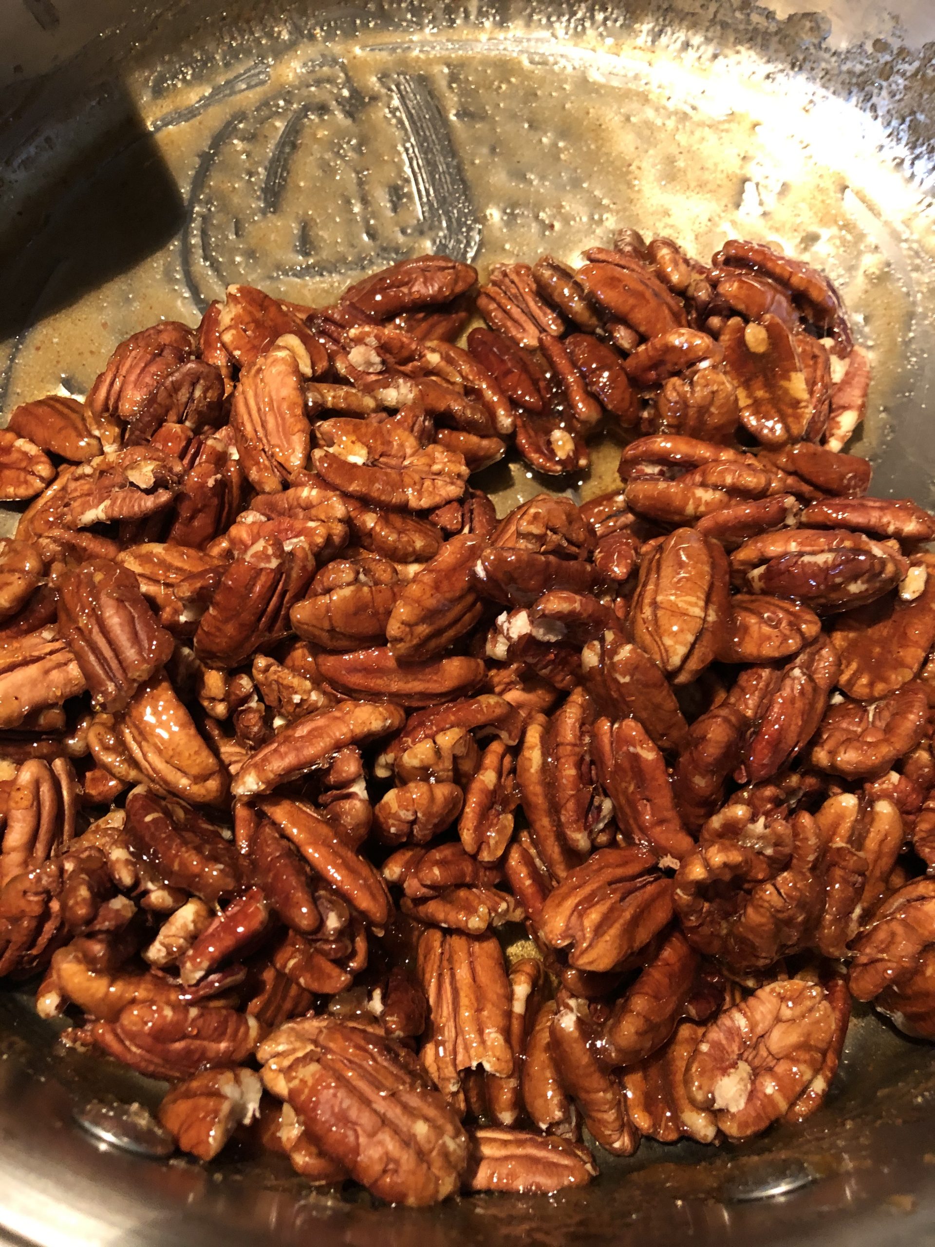 Add pecans to syrup