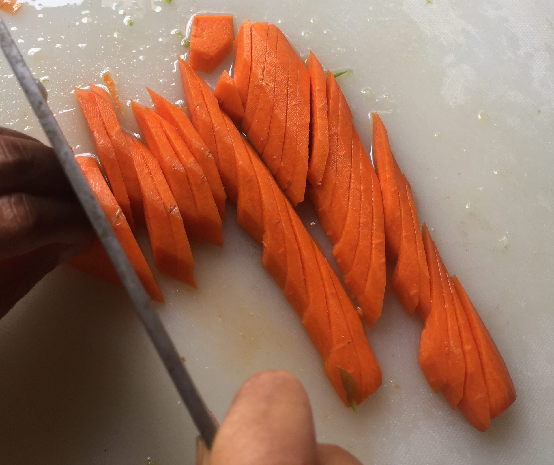 Uniformly cut carrots.