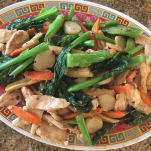 Stir fry vegetables with meat