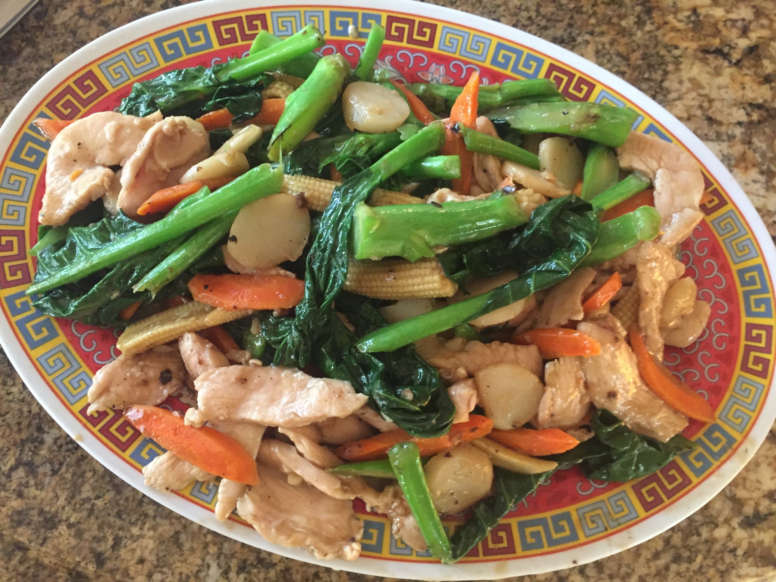 Stir fry vegetables with meat