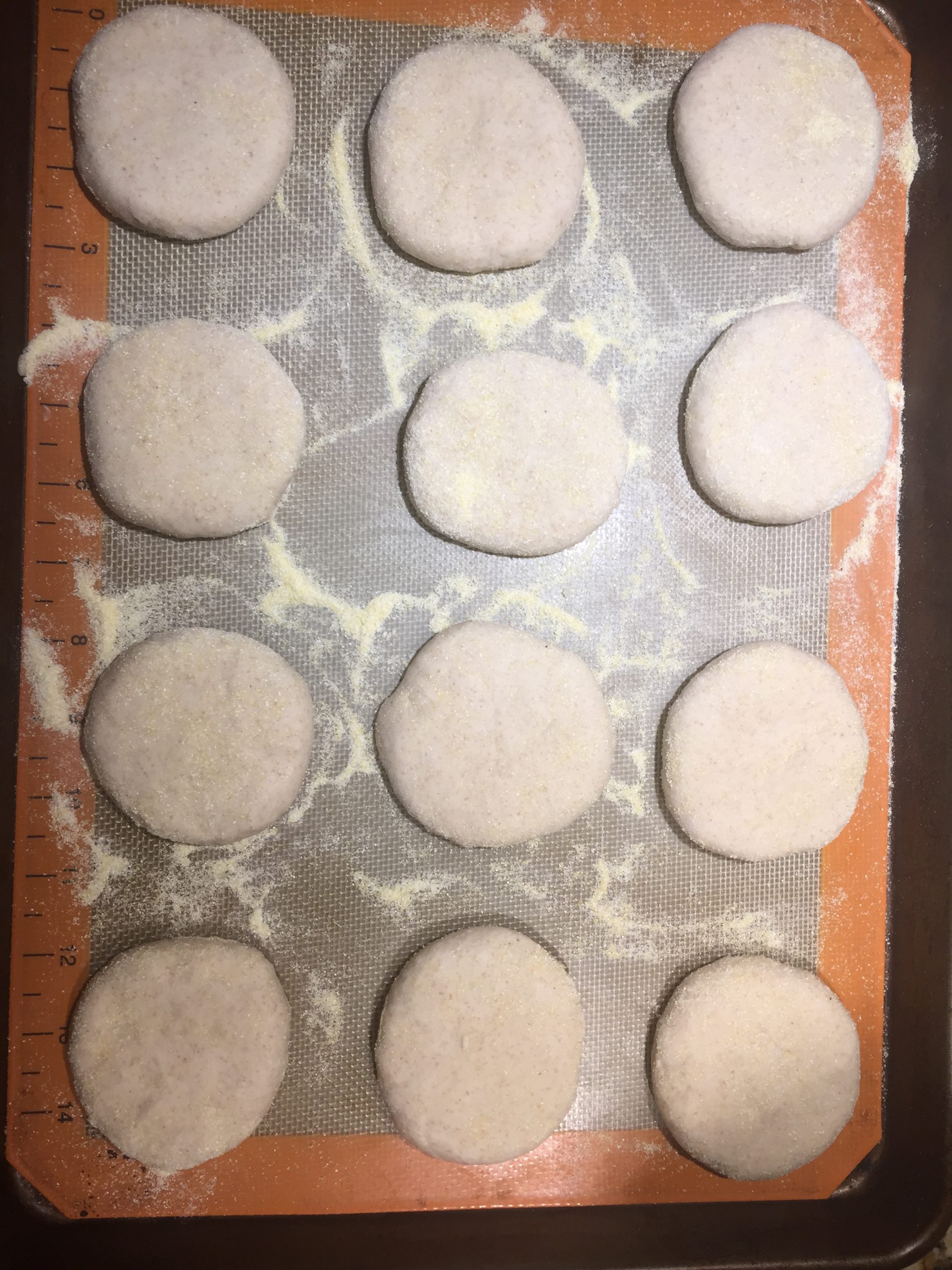 English muffins before proofing