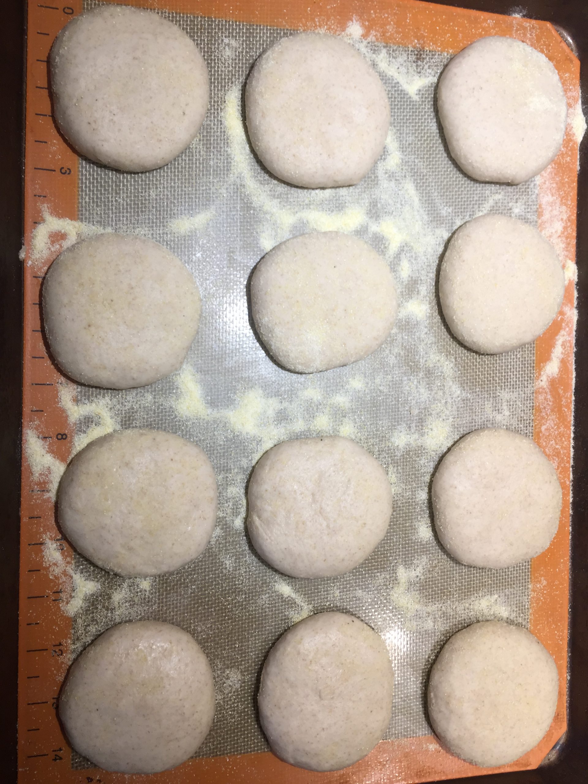 English muffins after proofing