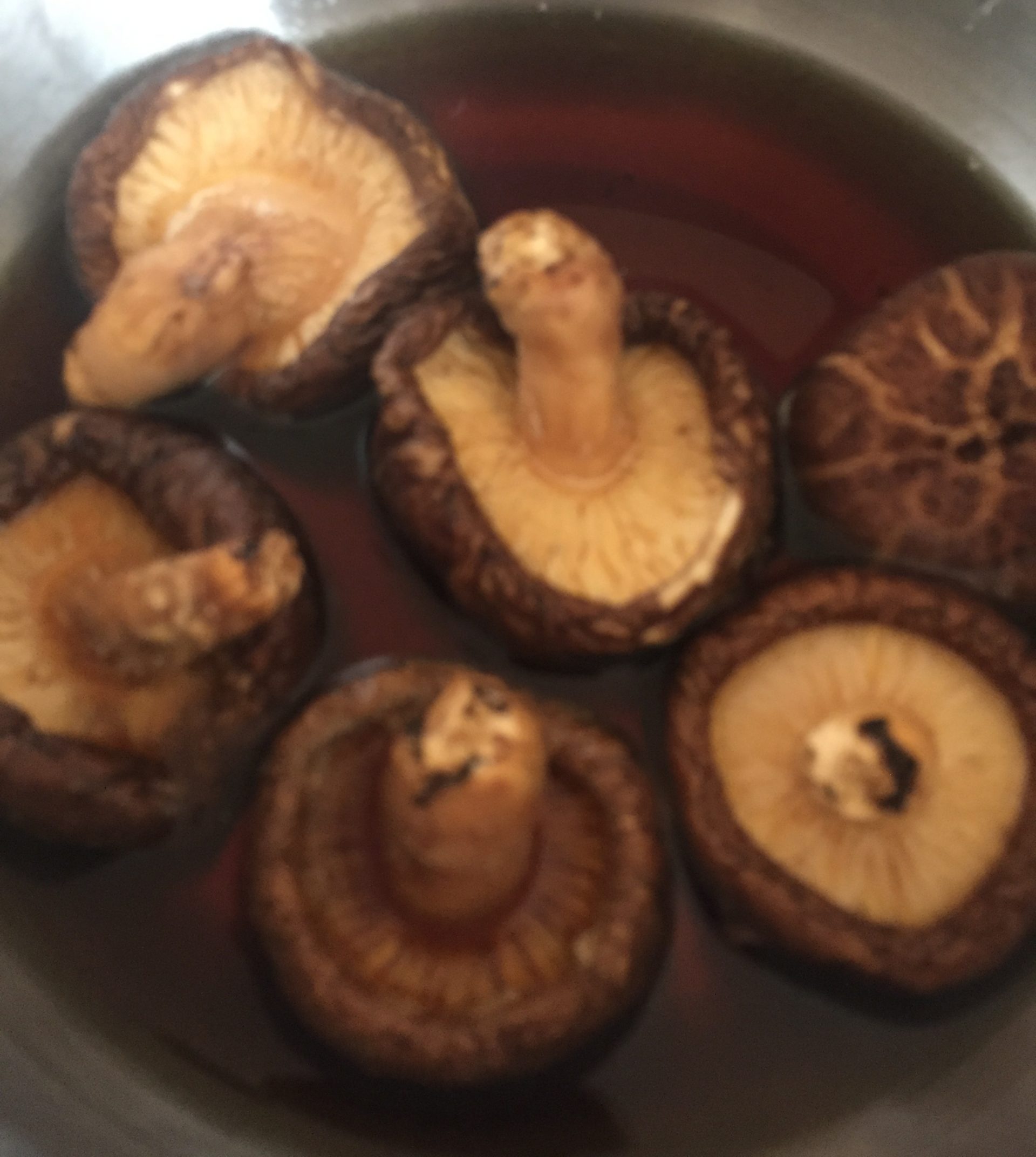 Soaking shitake mushrooms