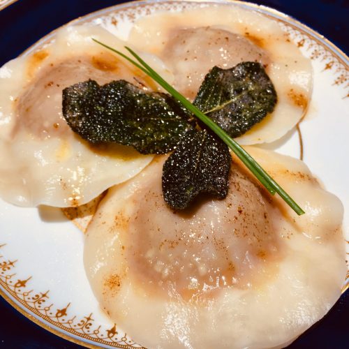 Butternut Squash ravioli with sage browned butter