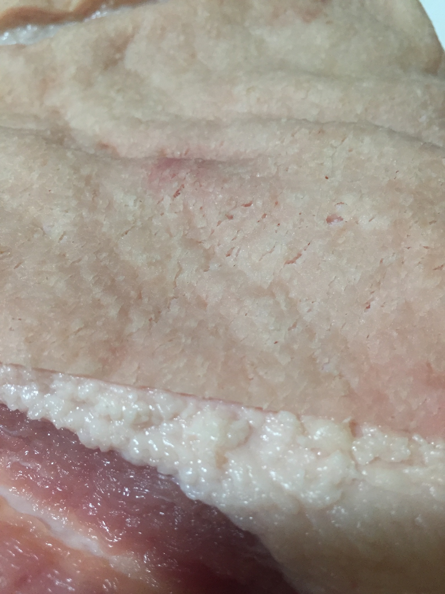 Punctured pork skin
