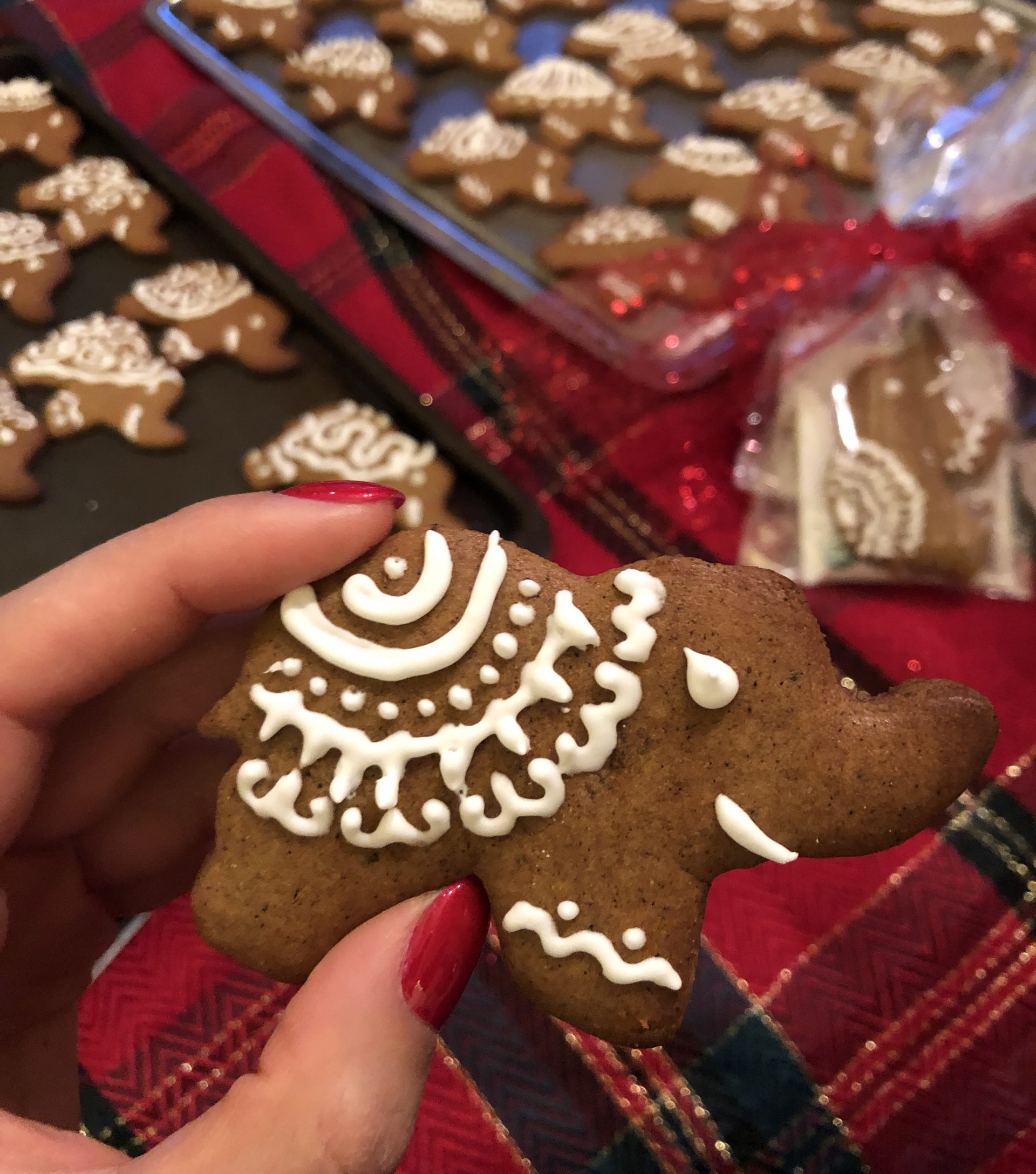 elephant shaped chai gingerbread cookie