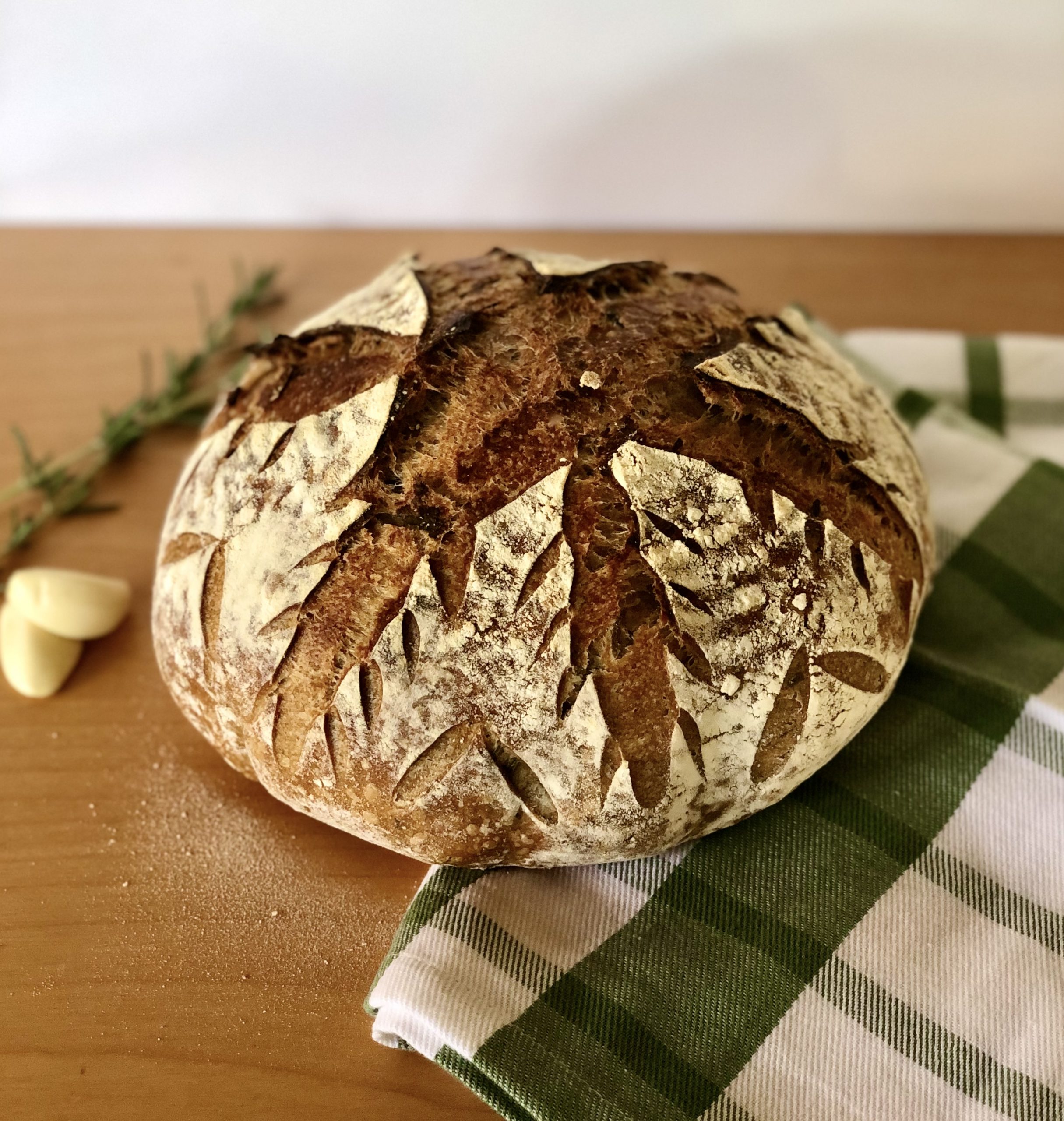 Garlic & Herb Dutch Oven Bread Recipe