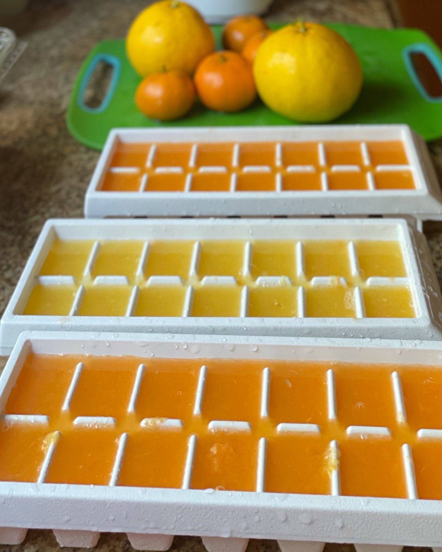 Citrus juice in ice trays