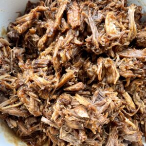 Pulled pork on serving dish