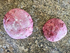 Shaped beet and chia sourdough