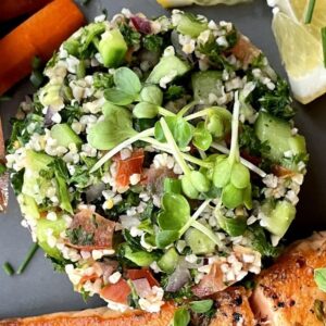 Molded tabbouleh salad