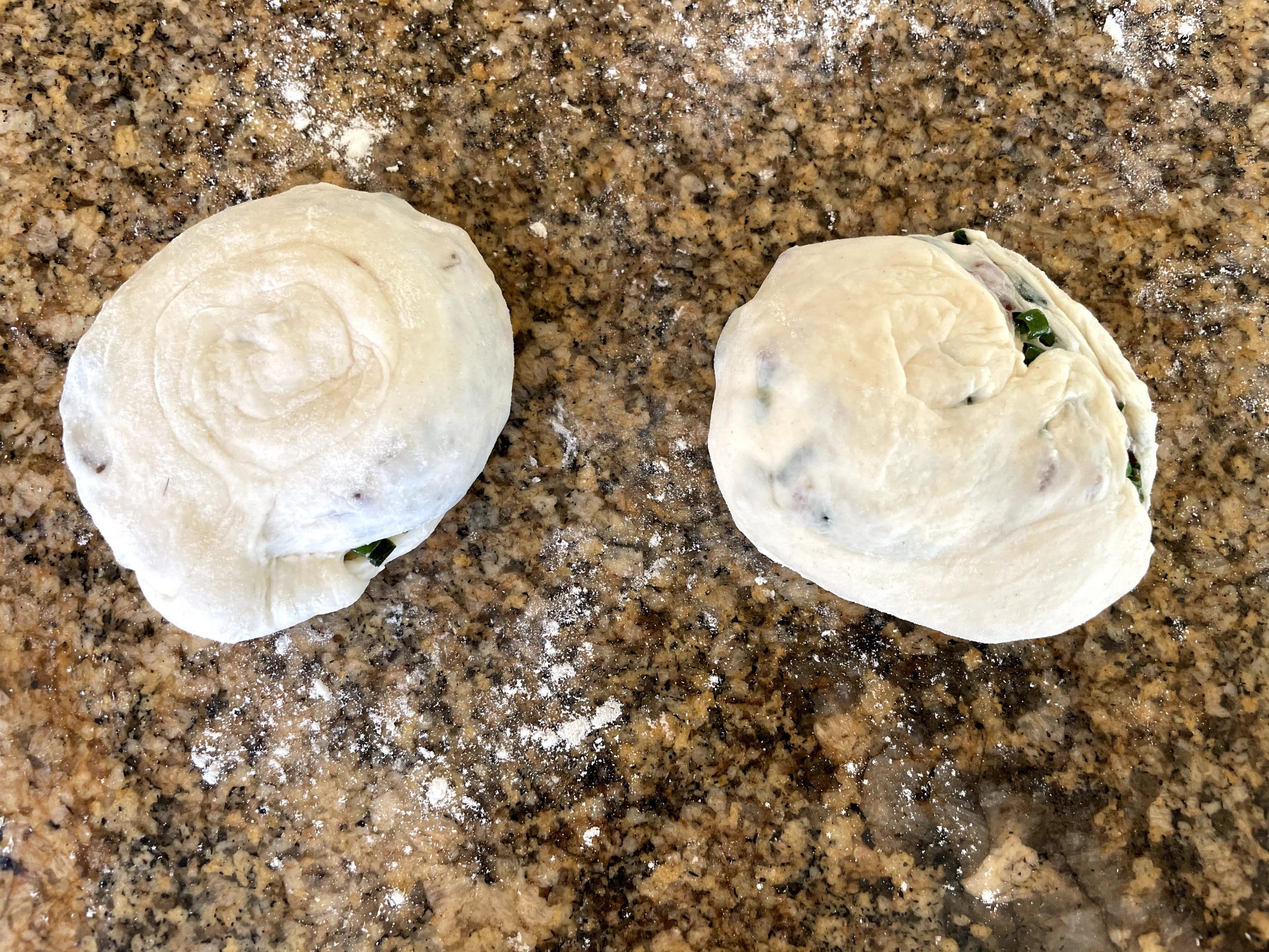 Using your palm, flatten the dough into discs.