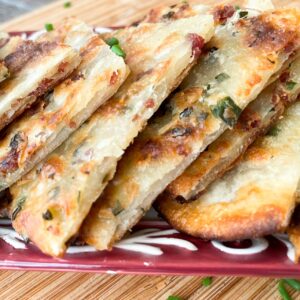 scallion pancakes on plate