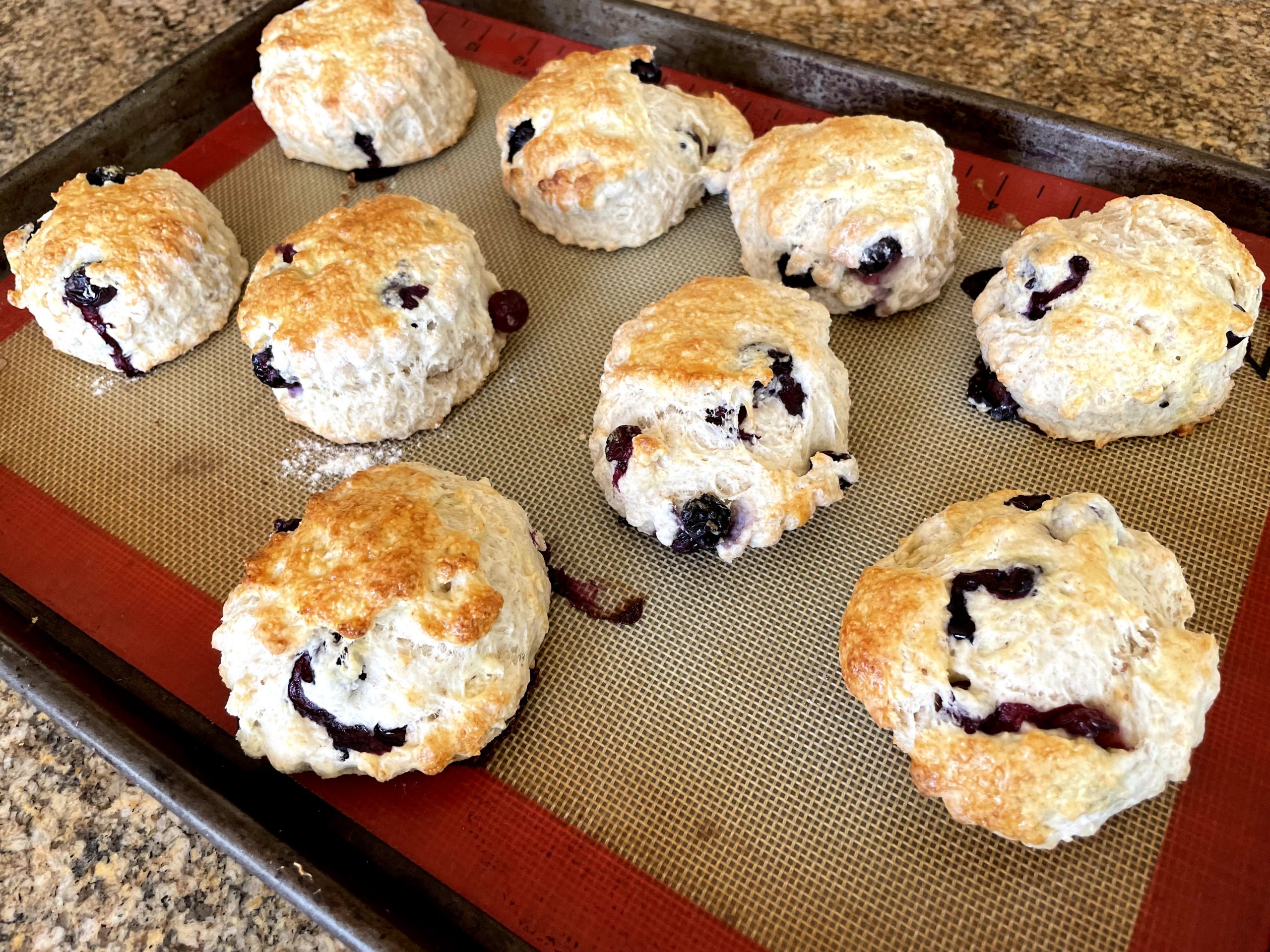 Baked scones with egg wash.