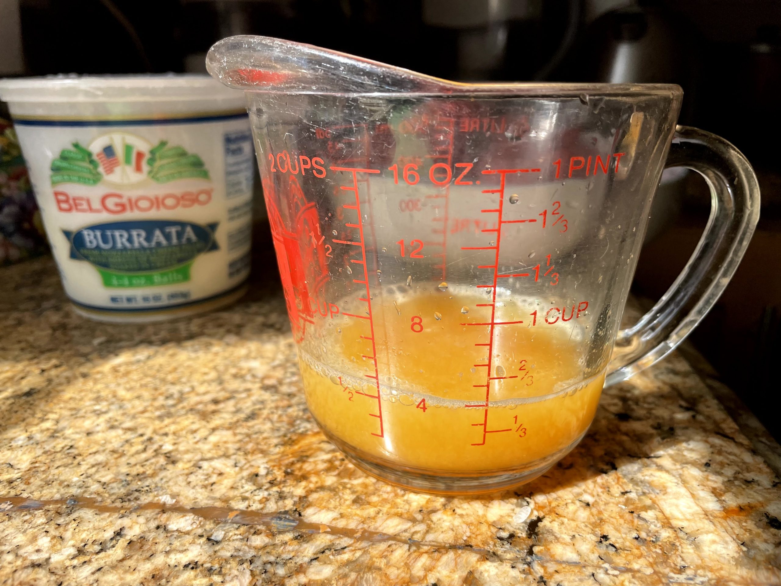 Juice mixture used as salad dressing.
