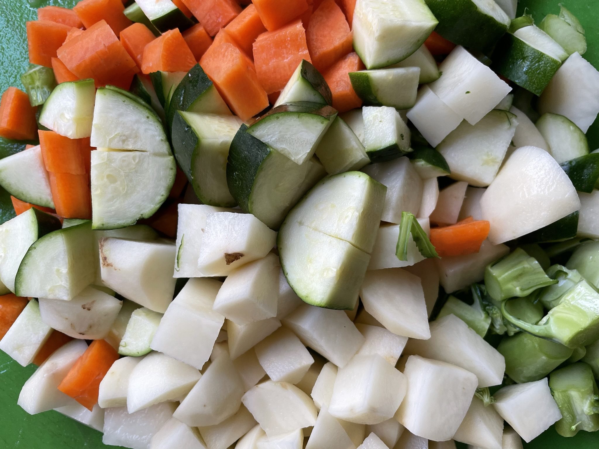 Chopped vegetables for soup
