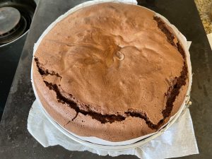 Chocolate torte will have cracks on the top