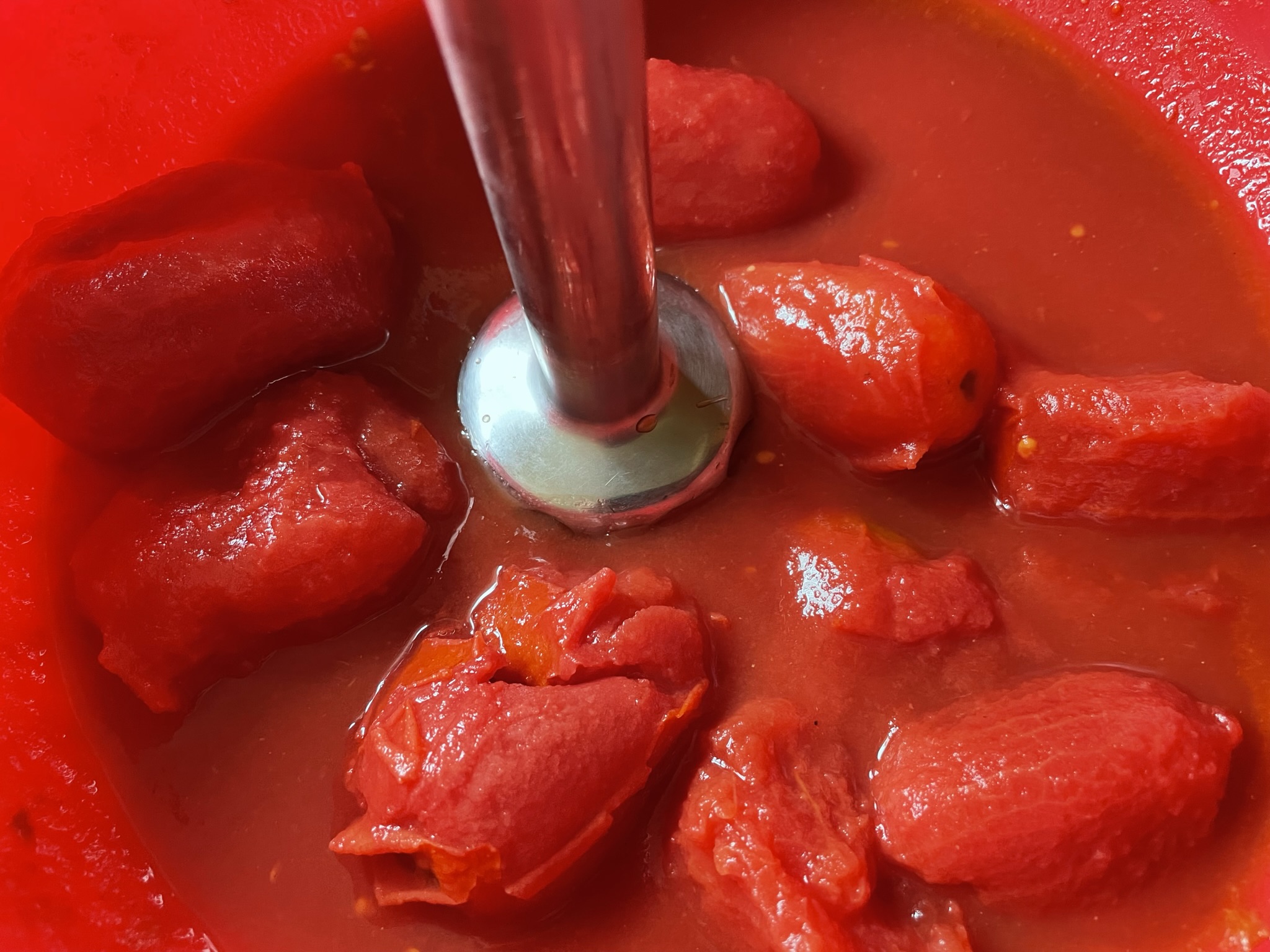 Blend canned whole tomatoes