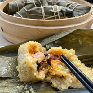 Brown rice, chicken zongzi