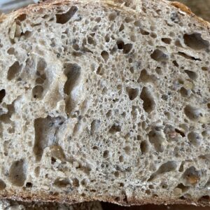 Multiseed sourdough bread closeup