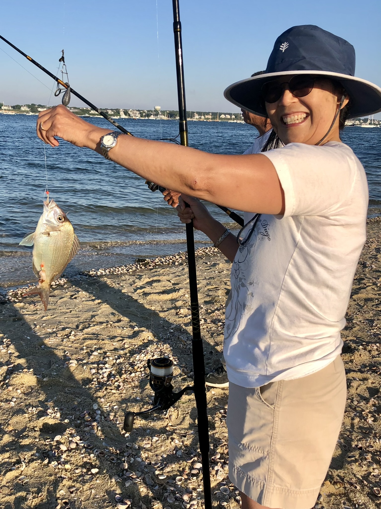 Michelle catching a porgy