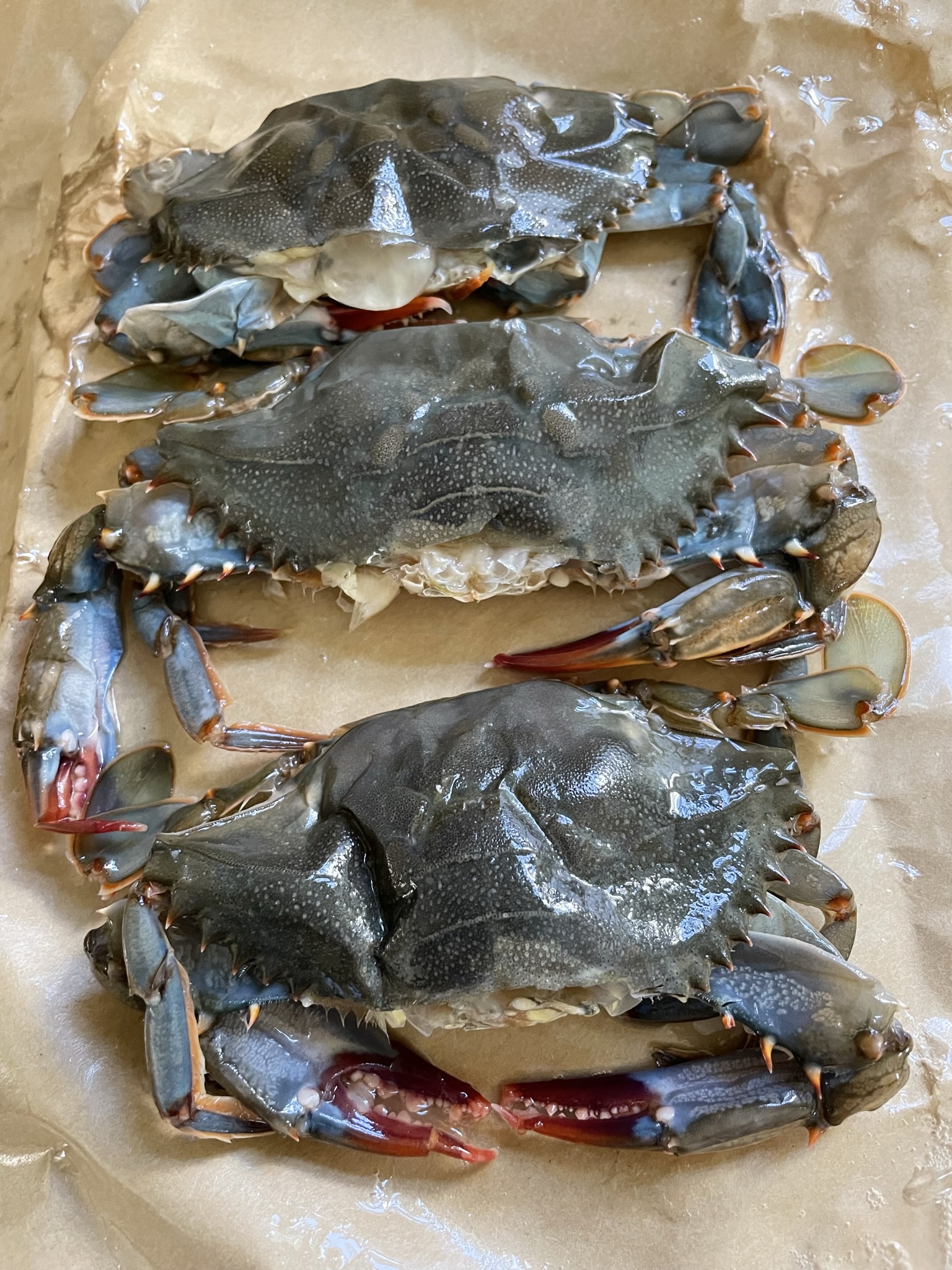 Cleaned soft shell crabs