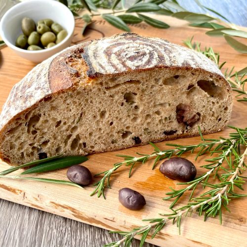 Rosemary and olive sourdough bread