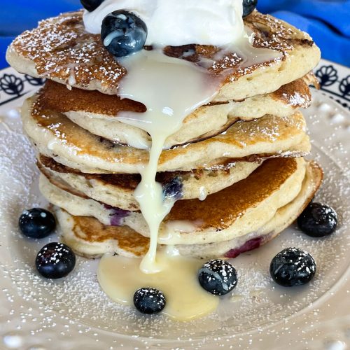 Sourdough blueberries and cream pancakes