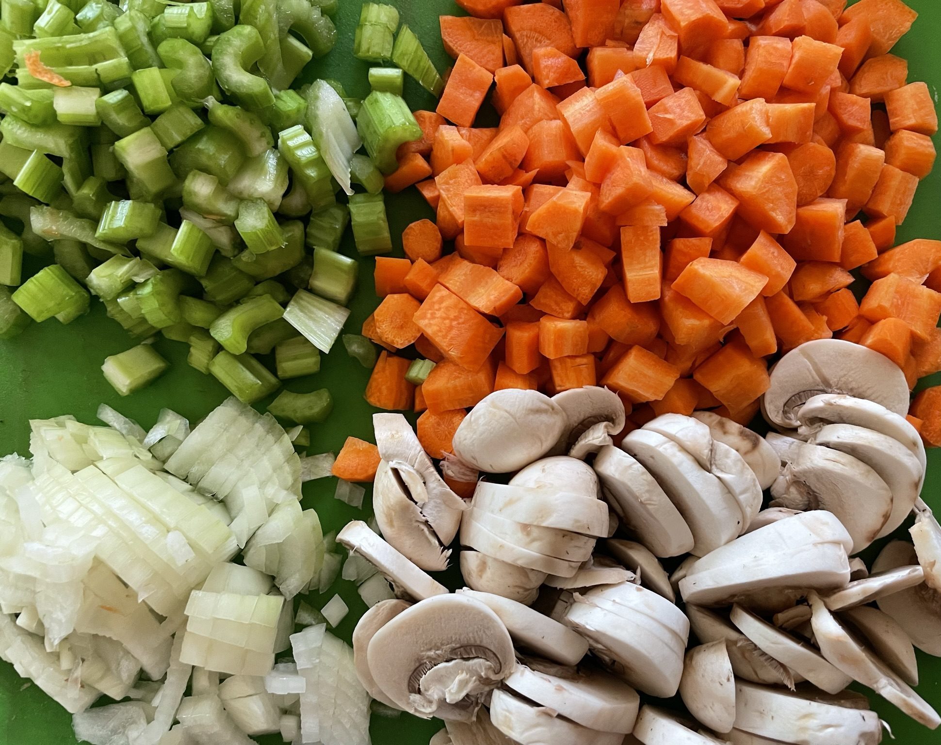 Chopped vegetables for pot pie