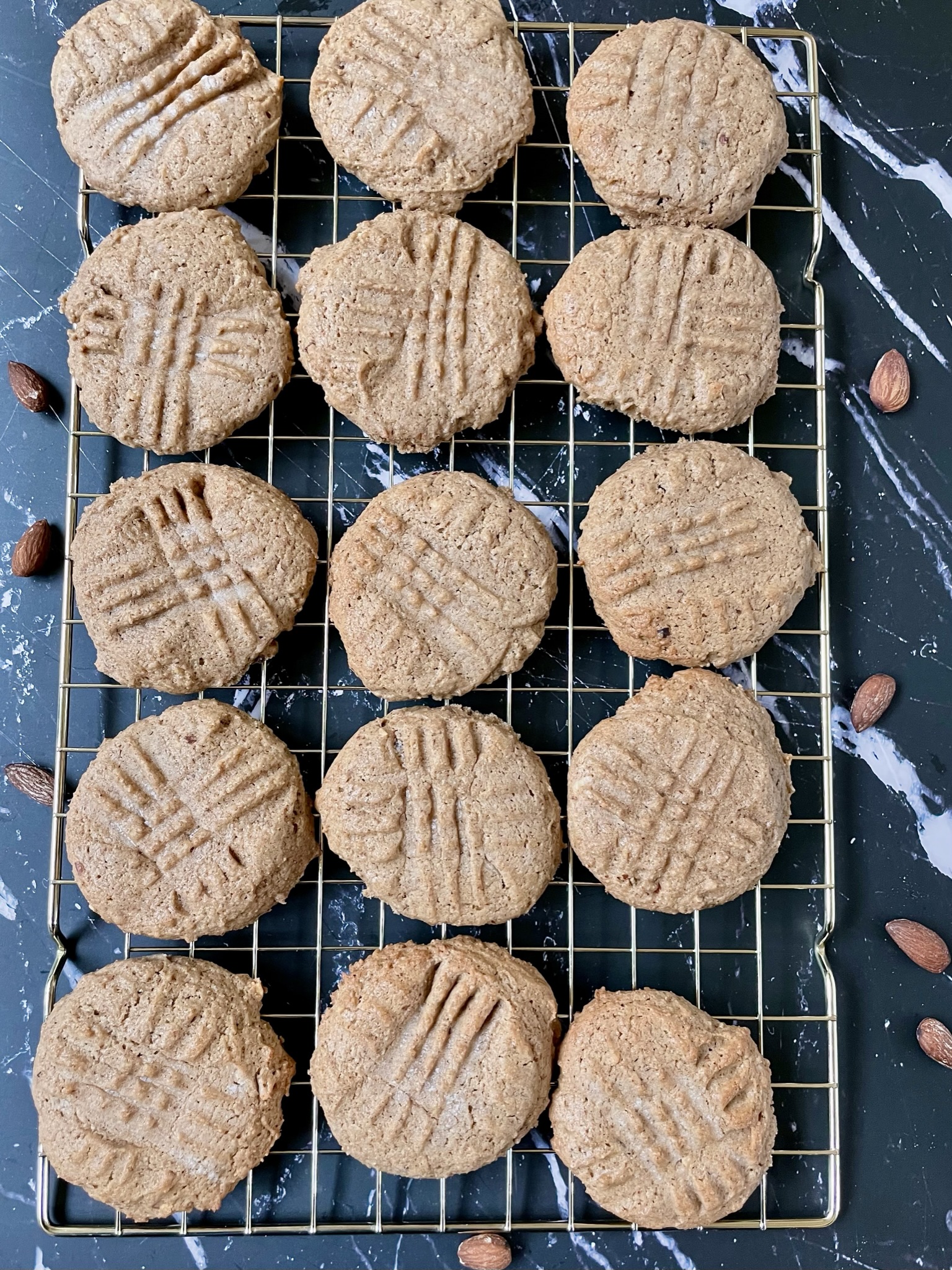 Baked sourdough almond butter cookies.