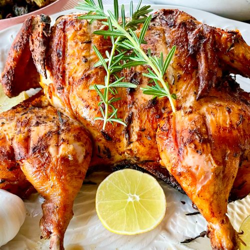 Grilled spatchcock chicken