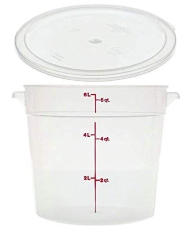Plastic container for sourdough bulk fermentation.