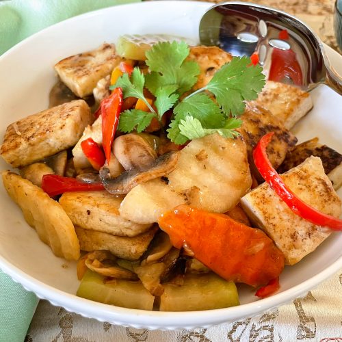 Juicy tofu and vegetable stirfry