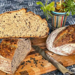 black lentil sourdough bread