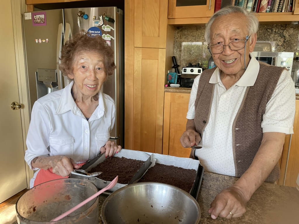 Mom and dad making ice cream sandwiches