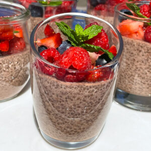 High protein chocolate chia seed pudding
