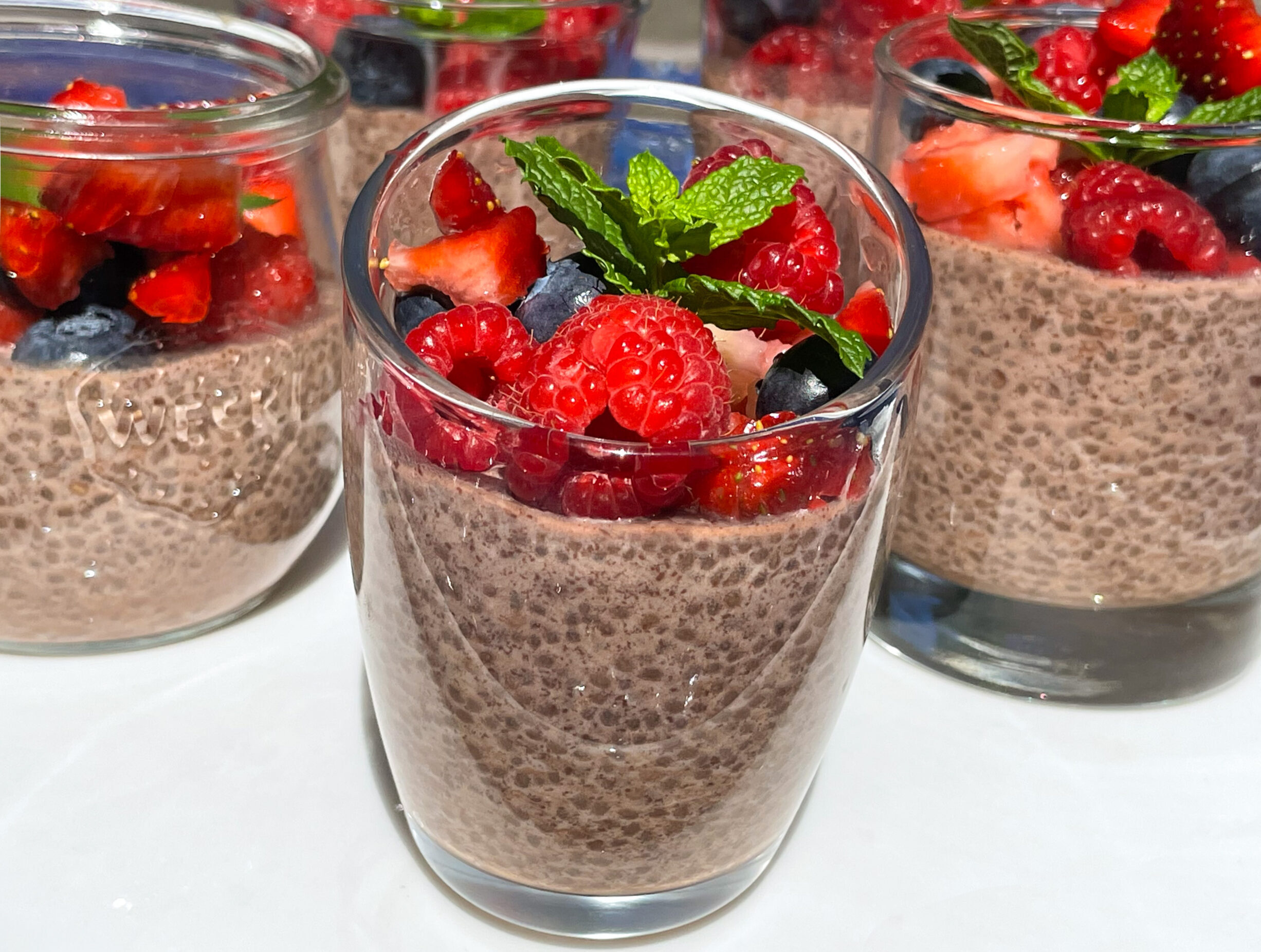 High protein chocolate chia seed pudding